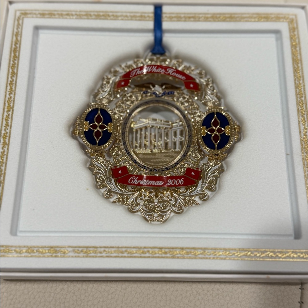 White House Christmas Ornament 2006 - Red, Blue, Gold